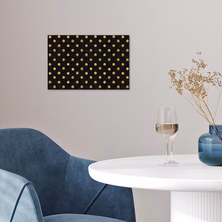 Polka Dot - Stippen - Goud - Zwart poster papier klein 62 -sfeer3