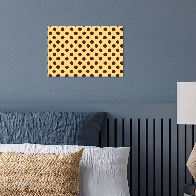 Polka Dot - Stippen - Retro - Geel - Bruin poster papier klein 62 -sfeer2