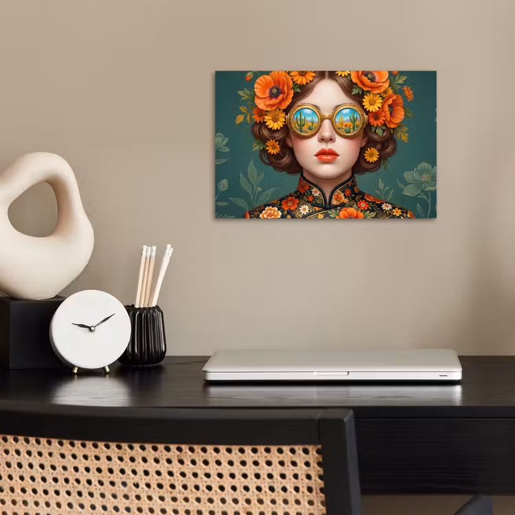 Portret - Vrouw - Kleurrijk - Expressief poster papier klein -sfeer1