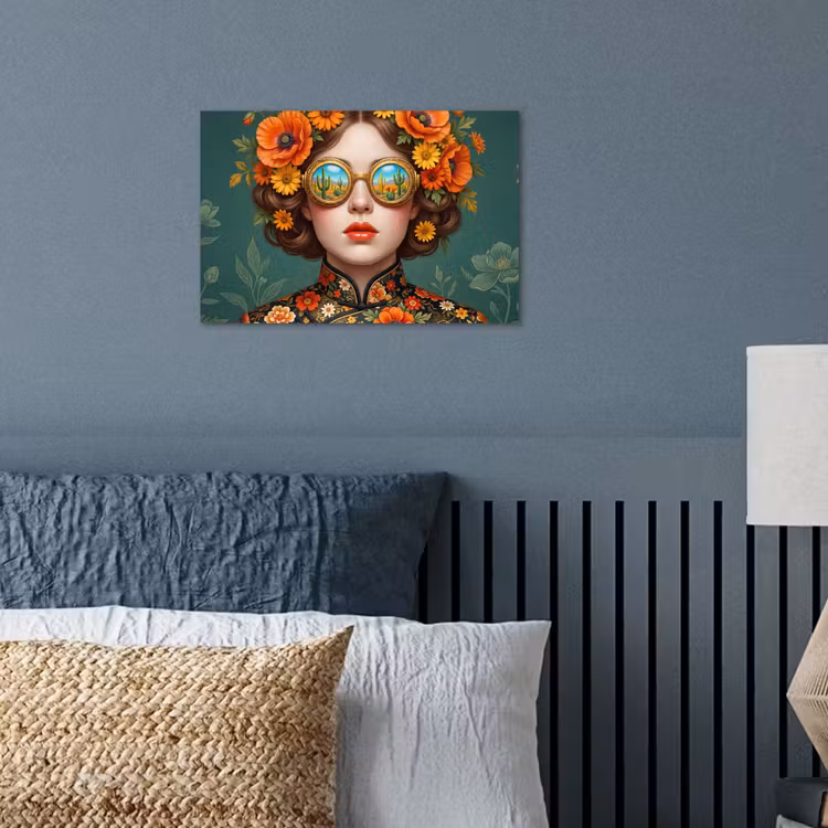 Portret - Vrouw - Kleurrijk - Expressief poster papier klein -sfeer2