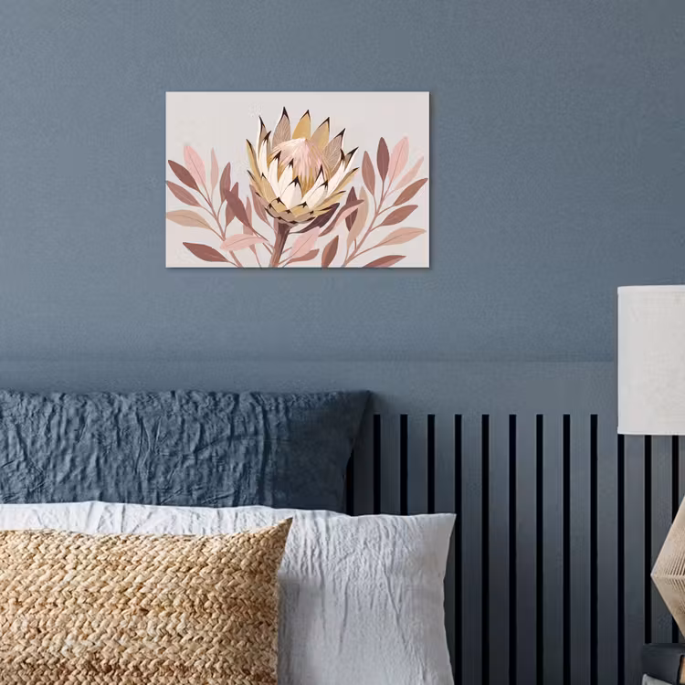 Protea - Bloem - Botanisch - Beige poster papier klein -sfeer2