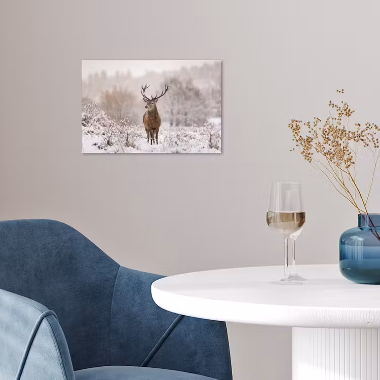 Edelhert - Bos - Sneeuw - Winter - Majestueus poster papier klein -sfeer3