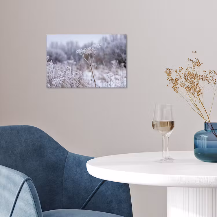 Schermbloem - Rijp - Kristallen - Winter - Delicaat poster papier klein -sfeer3