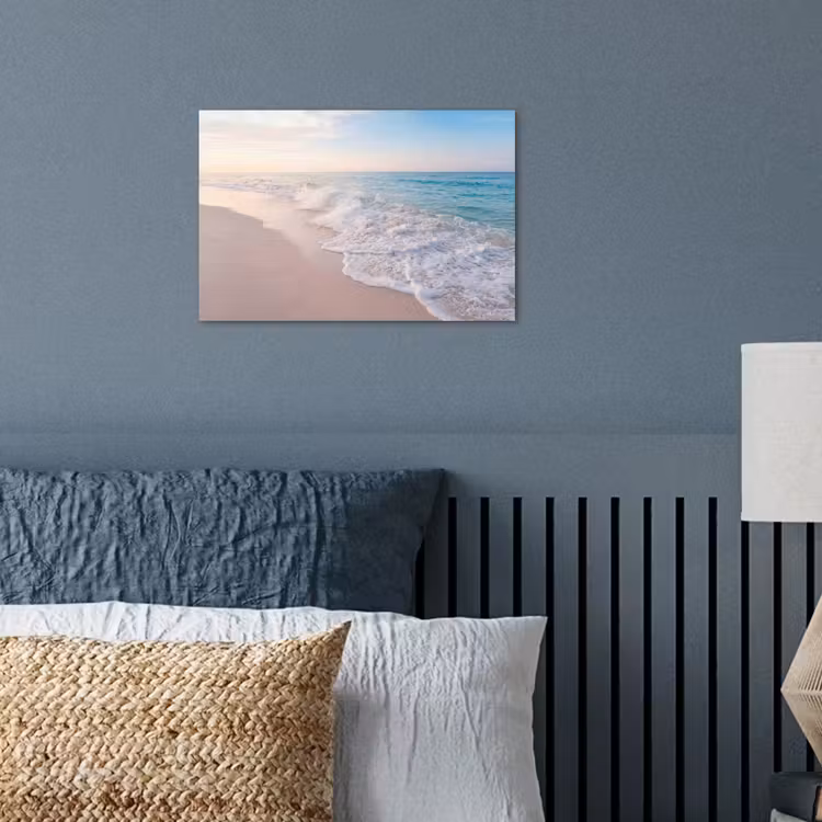 Zee - Golven - Strand - Natuur - Wit poster papier klein -sfeer2