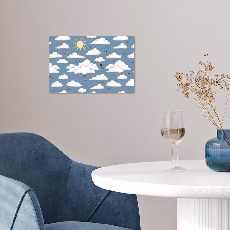 Lucht - Zon - Wolken - Natuur - Blauw poster papier klein -sfeer3