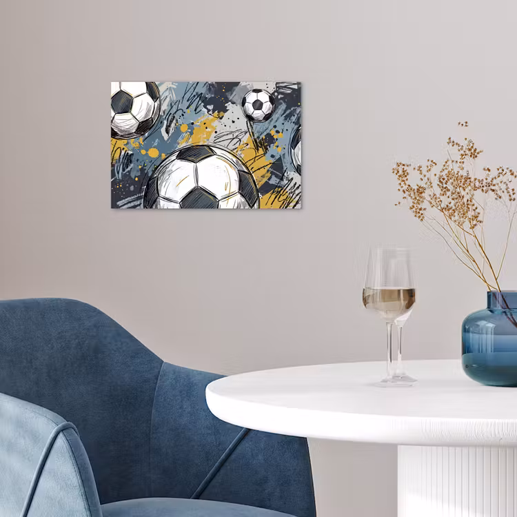 Voetbal - Abstract - Sport - Kleurrijk poster papier klein -sfeer3