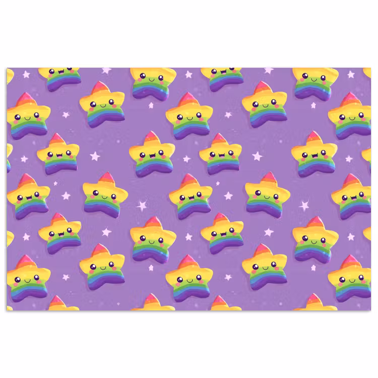 Sterren - Regenboog - Paars poster papier klein 62 -3d