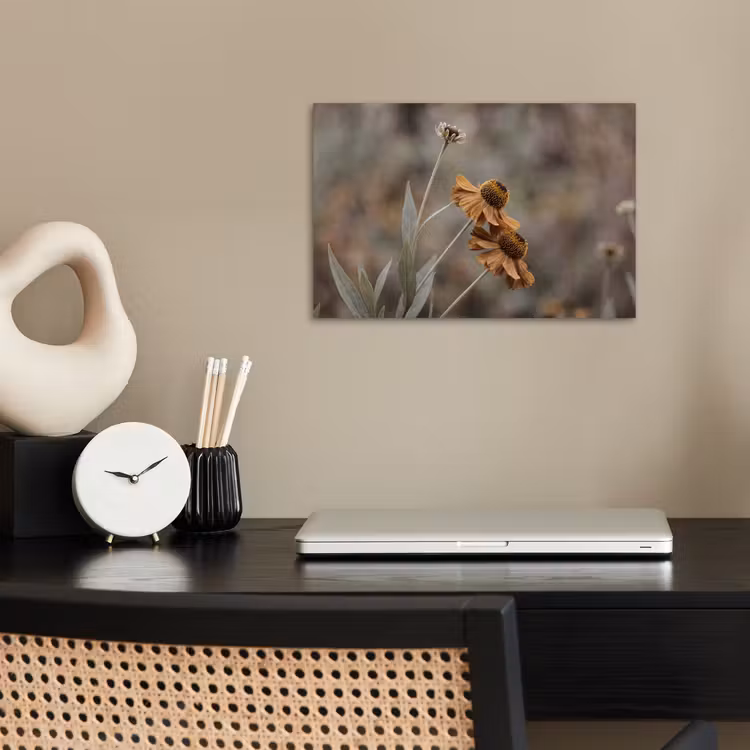 Zonnehoed - Droogbloemen - Geel - Warm poster papier klein -sfeer1