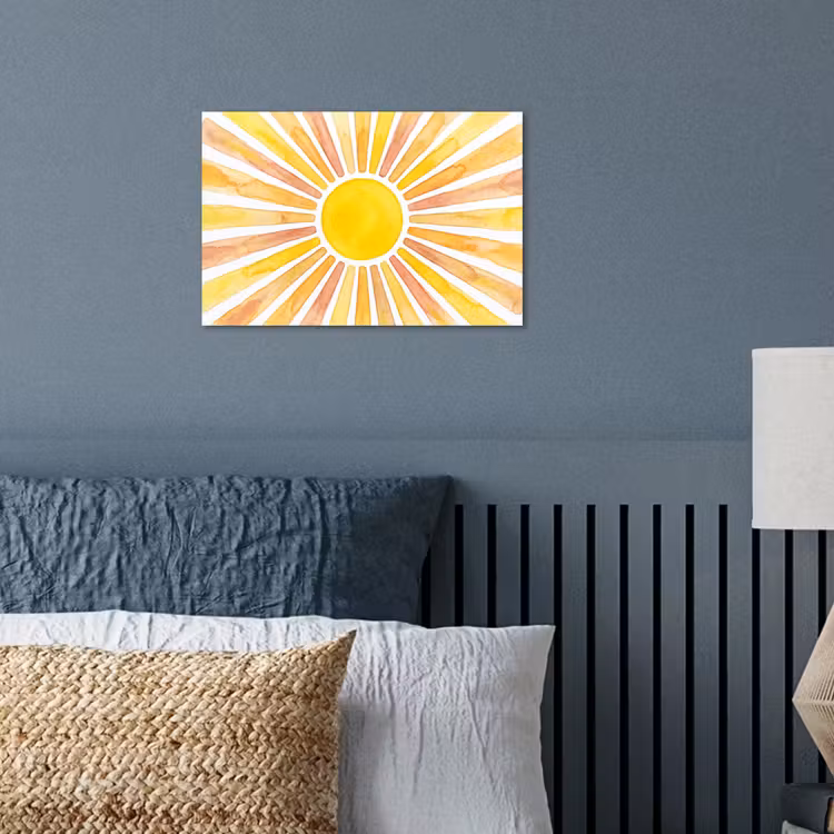 Zon - Stralen - Aquarel - Geel - Abstract poster papier klein -sfeer2