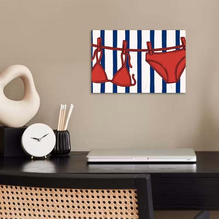 Badkleding - Waslijn - Zomer - Illustratie - Rood poster papier klein -sfeer1
