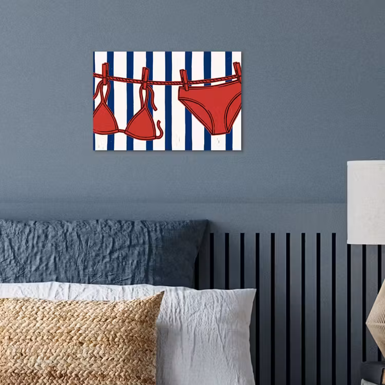 Badkleding - Waslijn - Zomer - Illustratie - Rood poster papier klein -sfeer2