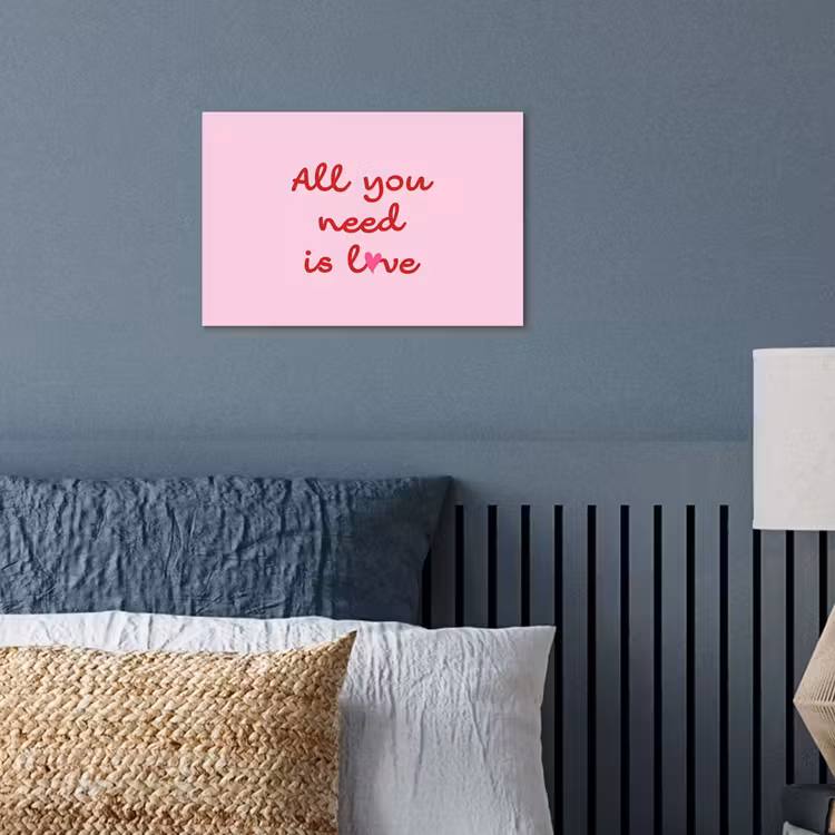 Tekst - Roze - Love - Hart poster papier klein -sfeer2