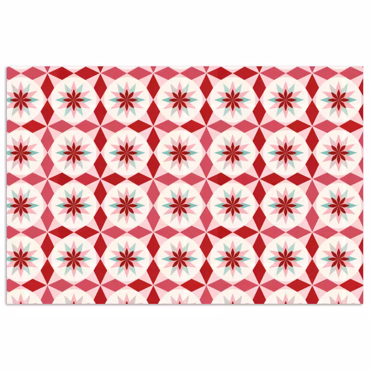Tegelpatroon - Sterren - Retro - Roze - Mintgroen poster papier klein 62 -3d