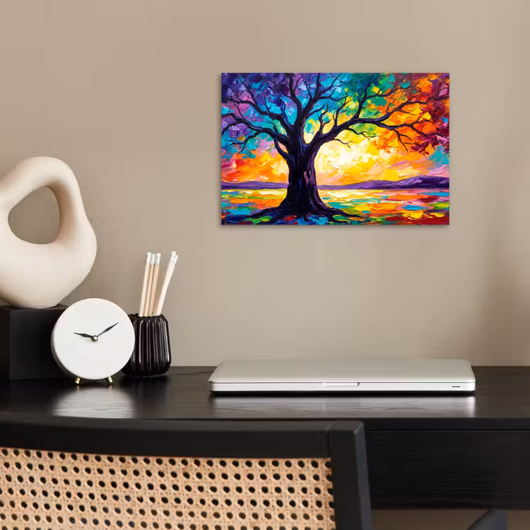 Boom - Landschap - Natuur - Abstract - Kleurrijk poster papier klein -sfeer1