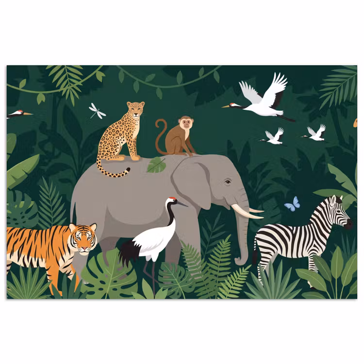 Tropisch - Jungle -  Groen poster papier klein -3d