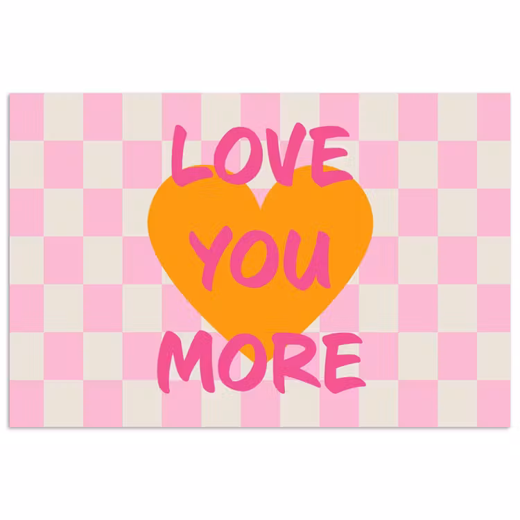 Valentijn - Love - Roze - Oranje poster papier klein -3d