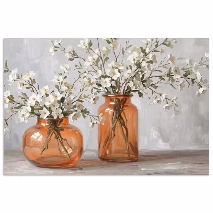 Vazen - Bloemen - Oranje poster papier klein -3d