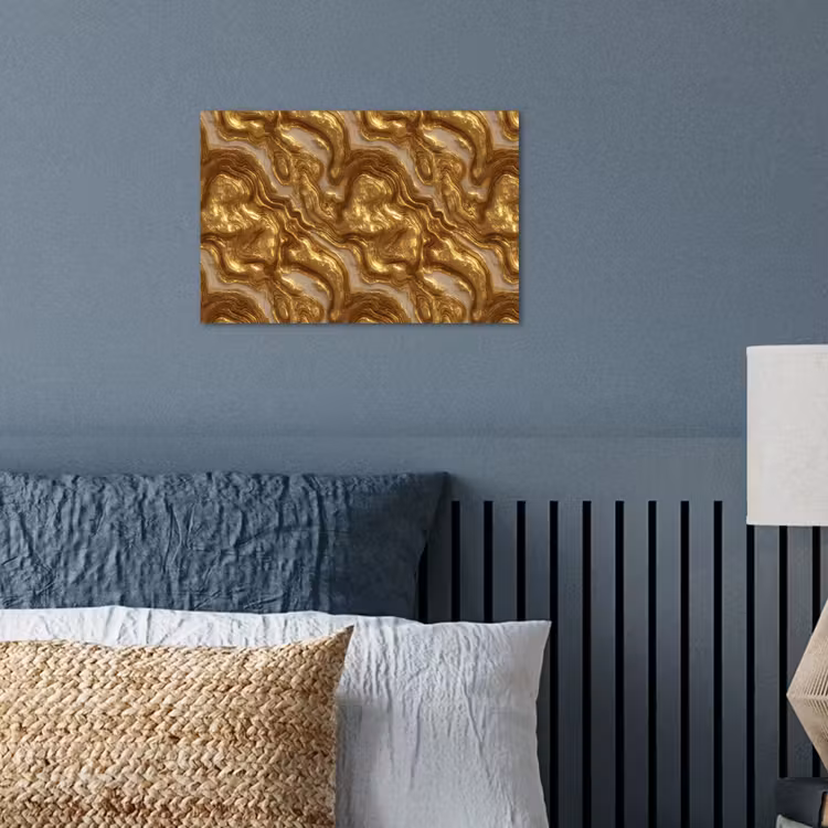 Golven - Organisch - Goud - Crème poster papier klein 62 -sfeer2