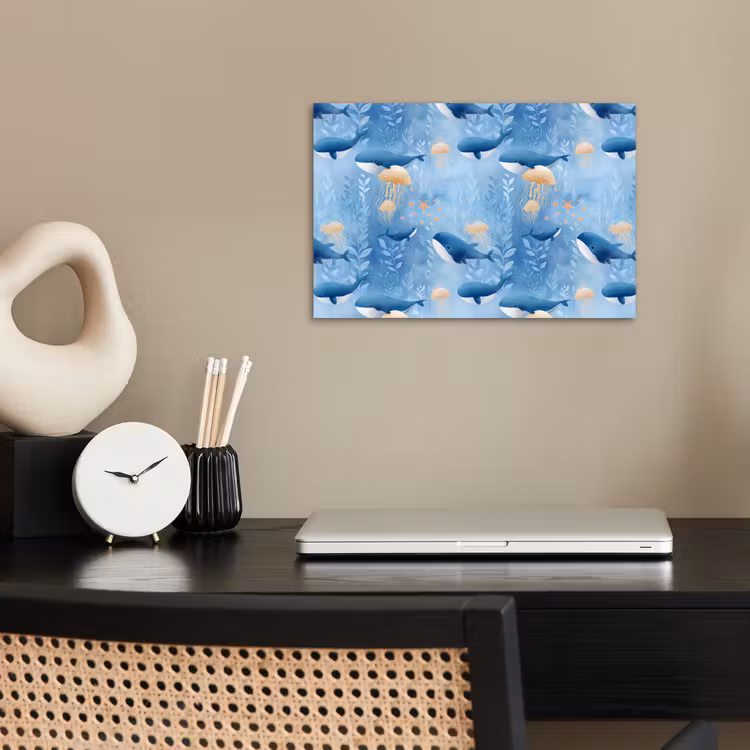 Walvissen - Oceaan - Blauw poster papier klein 62 -sfeer1