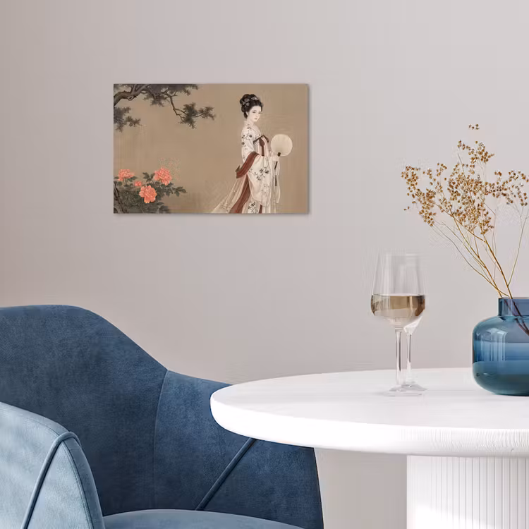 Vrouw - Azië - Kunst - Beige poster papier klein -sfeer3