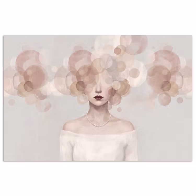 Vrouw - Cirkels - Beige poster papier klein -3d