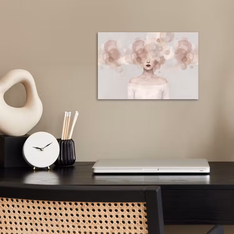 Vrouw - Cirkels - Beige poster papier klein -sfeer1