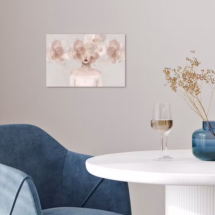 Vrouw - Cirkels - Beige poster papier klein -sfeer3