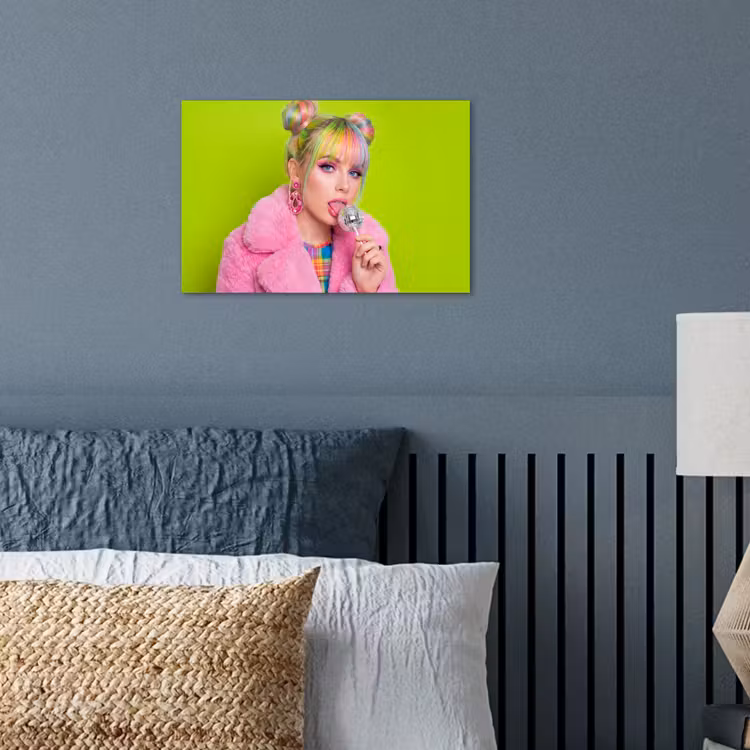 Vrouw - Kleurrijk haar - Pop art - Modern - Levendig poster papier klein -sfeer2