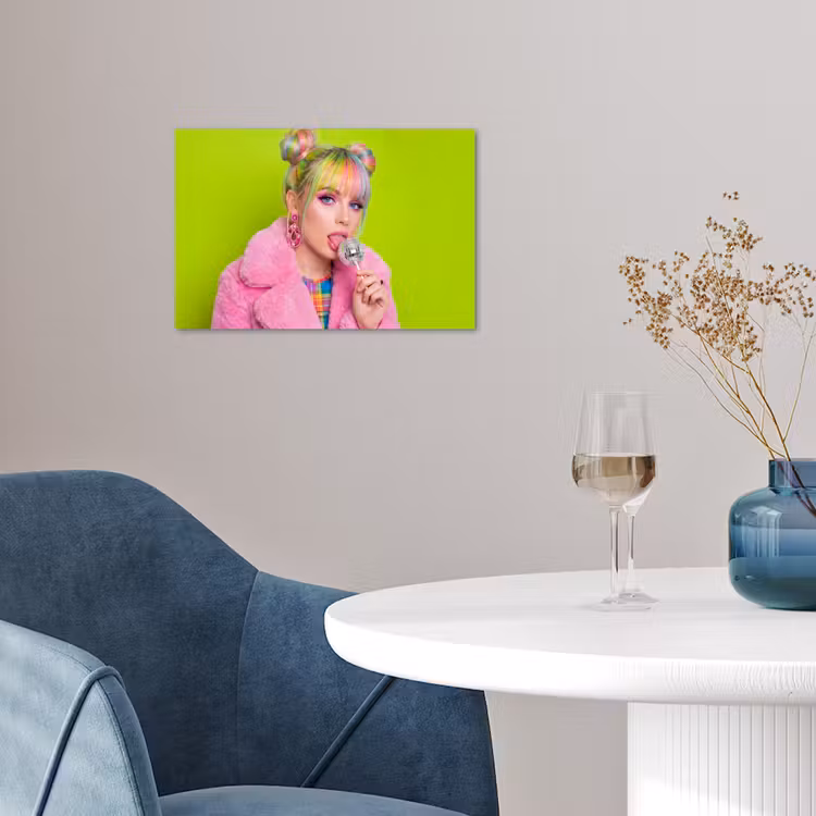 Vrouw - Kleurrijk haar - Pop art - Modern - Levendig poster papier klein -sfeer3