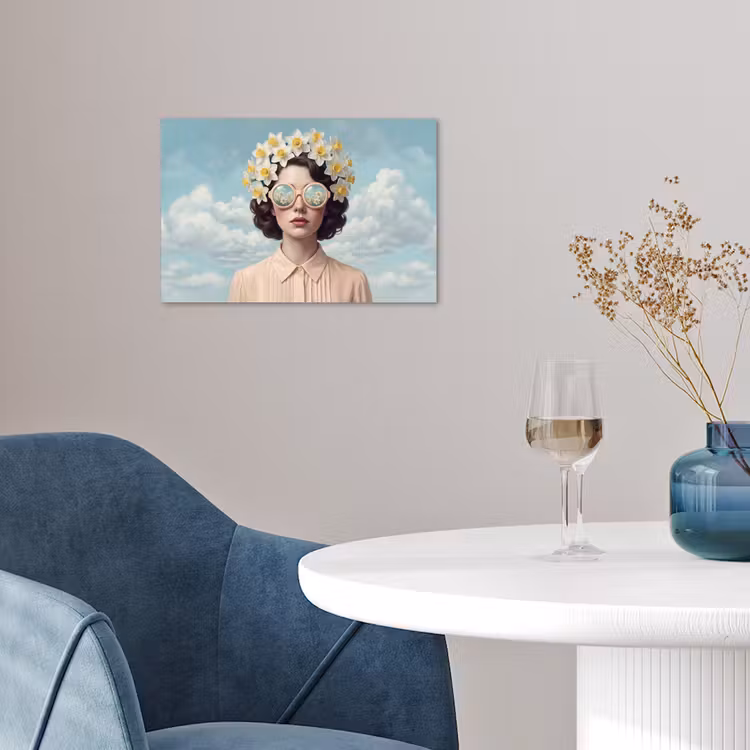 Vrouw - Narcissen - Geel poster papier klein -sfeer3