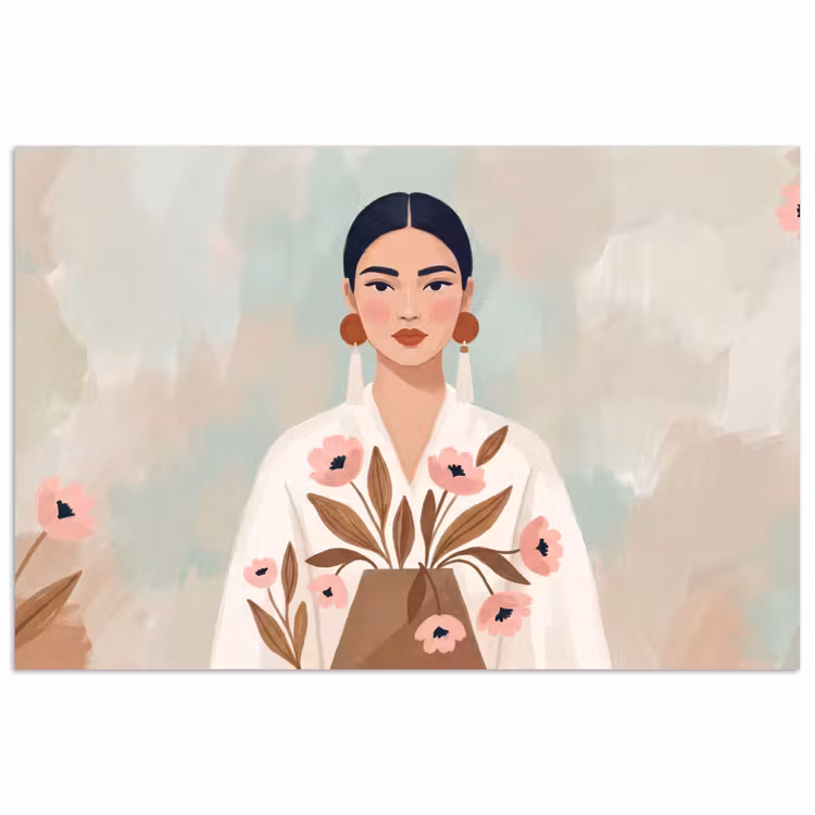 Vrouw - Kimono - Pastel poster papier klein -3d