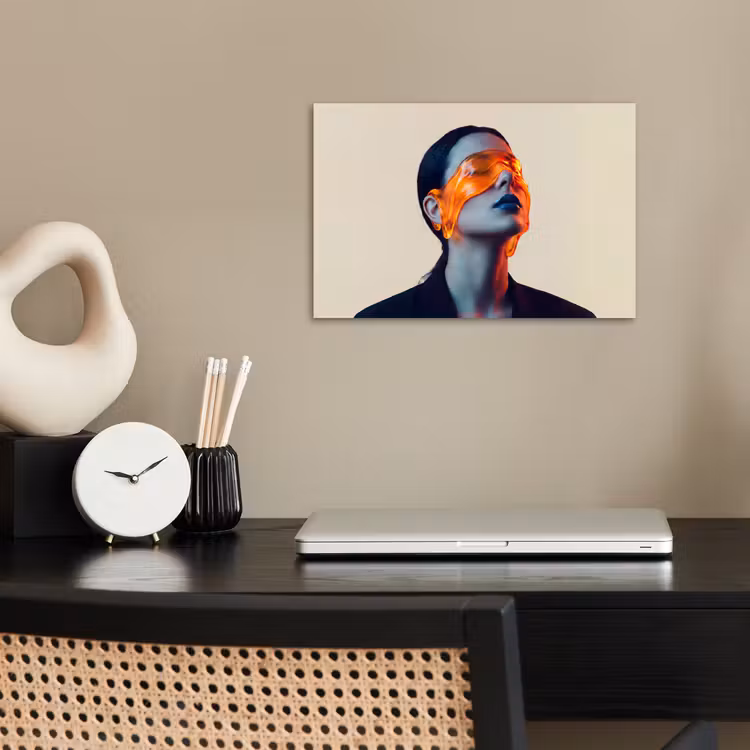 Vrouw - Oranje - Abstract - Modern - Kleurrijk poster papier klein -sfeer1
