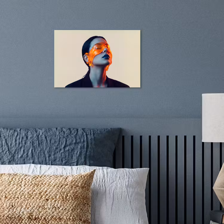 Vrouw - Oranje - Abstract - Modern - Kleurrijk poster papier klein -sfeer2