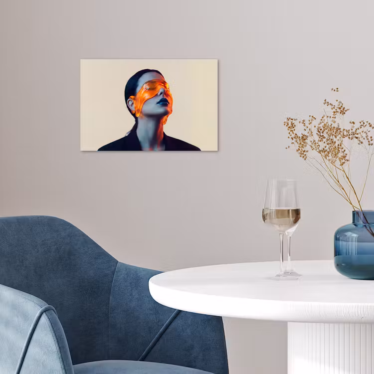 Vrouw - Oranje - Abstract - Modern - Kleurrijk poster papier klein -sfeer3