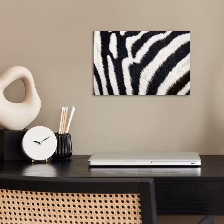 Zebra - Vacht - Klassiek - Zwart - Wit poster papier klein -sfeer1