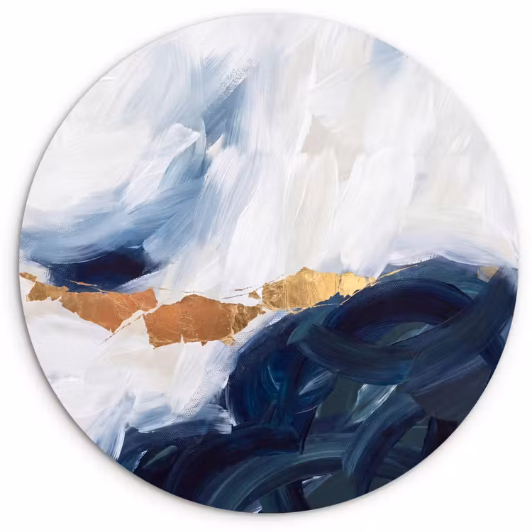 Abstract - Acryl - Blauw - Goud - Elegant Wandcirkel kunststof plaat 5mm dik klein -3d