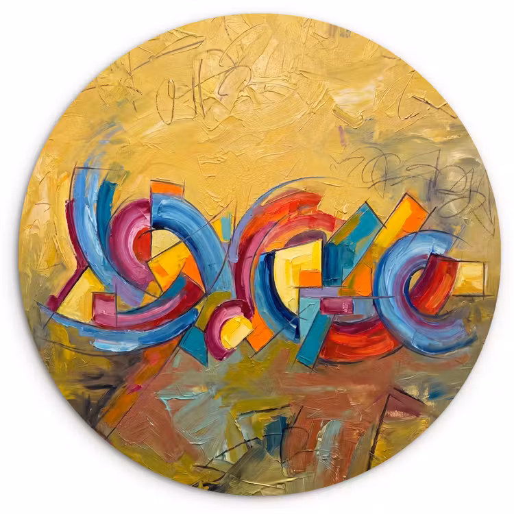 Abstract - Cirkels - Schilderij - Kleurrijk - Dynamisch Wandcirkel kunststof plaat 5mm dik klein -3d