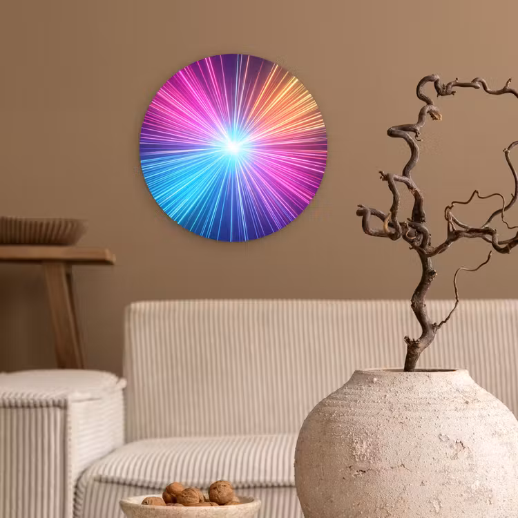 Abstract - Light - Burst - Modern - Colorful Wandcirkel kunststof plaat 5mm dik klein -sfeer1