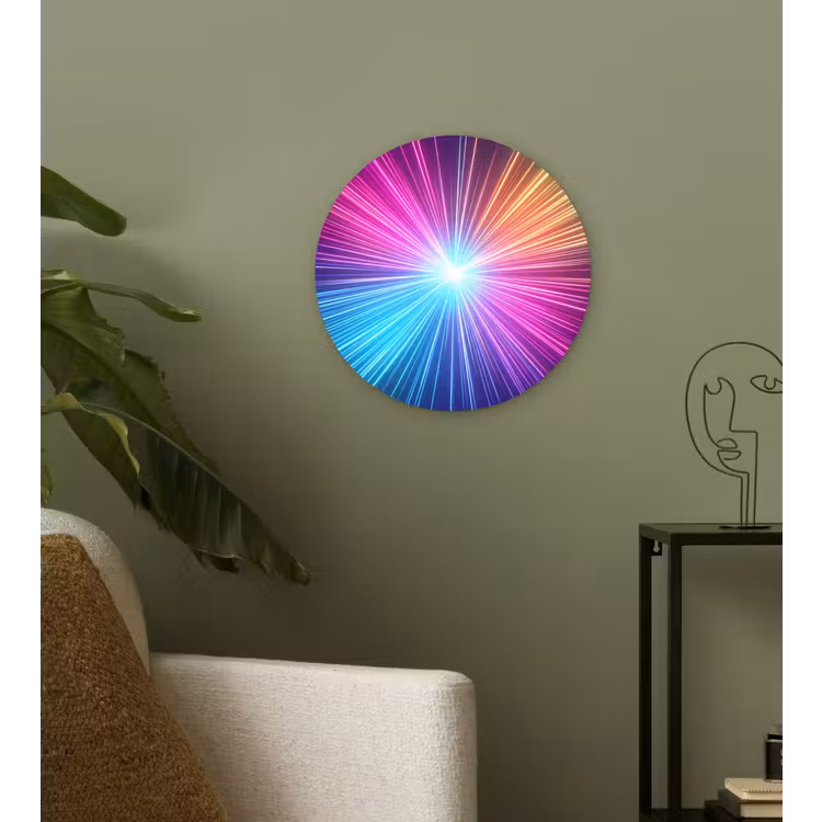 Abstract - Light - Burst - Modern - Colorful Wandcirkel kunststof plaat 5mm dik klein -sfeer3