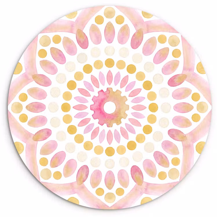 Abstract - Mandala - Kunst - Modern - Roze Wandcirkel kunststof plaat 5mm dik klein -3d