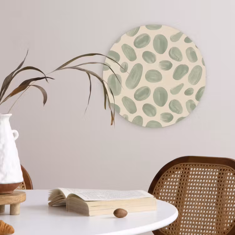 Abstract - Patroon - Organisch - Groen - Modern Wandcirkel kunststof plaat 5mm dik klein -sfeer4