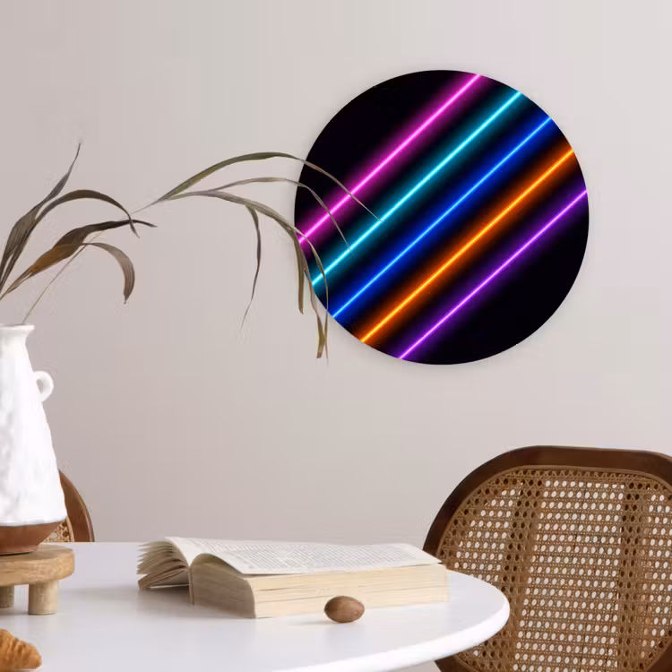 Esthetiek - Retro - Neon Wandcirkel kunststof plaat 5mm dik klein -sfeer4