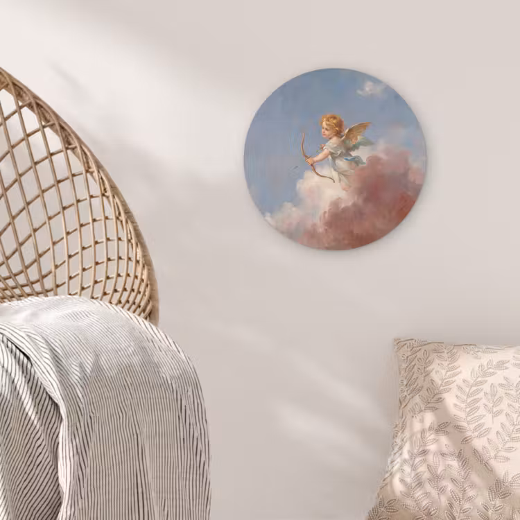 Engel - Pijl en boog - Mythologie - Klassiek Wandcirkel kunststof plaat 5mm dik klein -sfeer5
