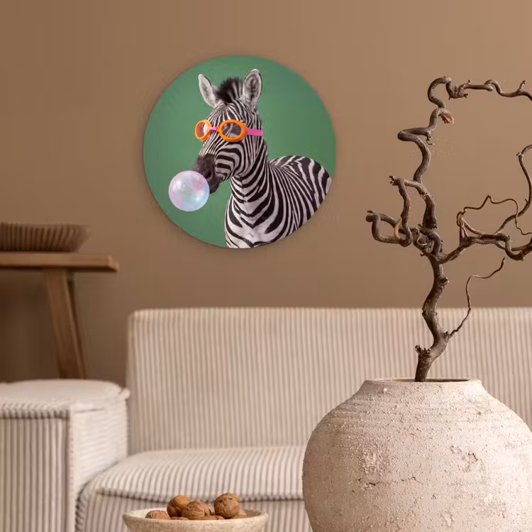 Dier - Bril - Bel - Modern - Groen Wandcirkel kunststof plaat 5mm dik klein -sfeer1