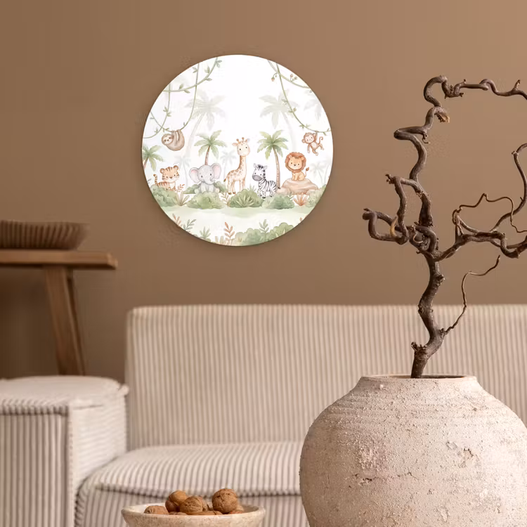 Dieren - Jungle - Pastel Wandcirkel kunststof plaat 5mm dik klein -sfeer1