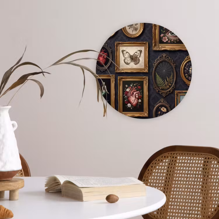 Kunst - Collectie - Vintage - Klassiek - Donker Wandcirkel kunststof plaat 5mm dik klein -sfeer4
