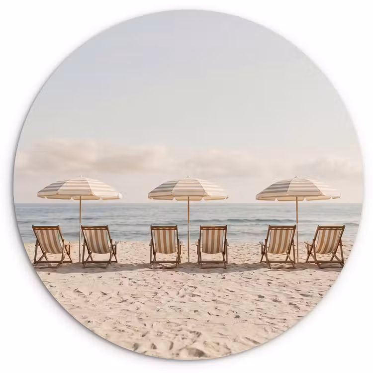 Strand - Stoelen - Parasol Wandcirkel kunststof plaat 5mm dik klein -3d