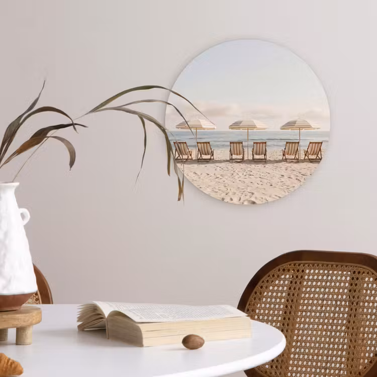 Strand - Stoelen - Parasol Wandcirkel kunststof plaat 5mm dik klein -sfeer4