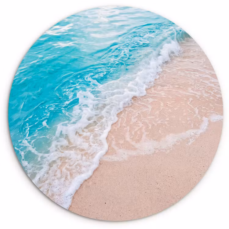 Strand - Zee - Golf - Natuur - Blauw Wandcirkel kunststof plaat 5mm dik klein -3d