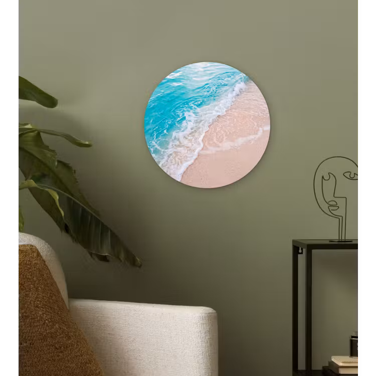Strand - Zee - Golf - Natuur - Blauw Wandcirkel kunststof plaat 5mm dik klein -sfeer3